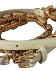 Dolce & Gabbana Champagne Crystal Embellished Leather Belt