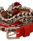 Dolce & Gabbana Elegant Floral Rose Waist Belt in Vibrant Red