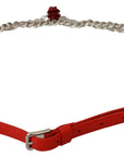 Dolce & Gabbana Elegant Floral Rose Waist Belt in Vibrant Red
