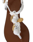 Dolce & Gabbana Pom Pom Flip Flop Ankle Strap Flats