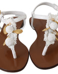 Dolce & Gabbana Pom Pom Flip Flop Ankle Strap Flats