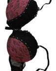 Roberto Cavalli Elegant Black Lace Push-Up Bra