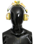 Dolce & Gabbana Glamorous Gold-Embellished Leather Headphones