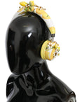 Dolce & Gabbana Glamorous Gold-Embellished Leather Headphones