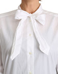Dolce & Gabbana Elegant Scarf Neck Cotton Blouse
