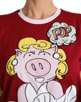Dolce & Gabbana Chic Red Pig Print Crew Neck T-Shirt