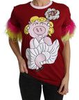 Dolce & Gabbana Chic Red Pig Print Crew Neck T-Shirt