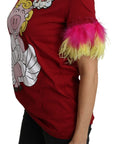 Dolce & Gabbana Chic Red Pig Print Crew Neck T-Shirt