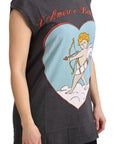 Dolce & Gabbana Elegant Gray Cotton Cap Sleeve Tee