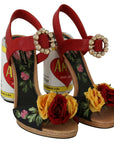 Dolce & Gabbana Multicolor Floral Crystal Embellished Sandals