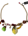 Dolce & Gabbana Crystal Embellished Floral Charm Necklace