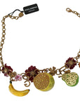 Dolce & Gabbana Crystal Embellished Floral Charm Necklace