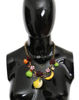 Dolce & Gabbana Crystal Embellished Floral Charm Necklace