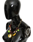 Dolce & Gabbana Crystal Embellished Floral Charm Necklace