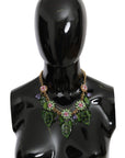 Dolce & Gabbana Elegant Crystal Charms Leaves Pendant Necklace
