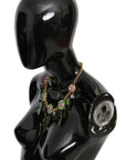 Dolce & Gabbana Elegant Crystal Charms Leaves Pendant Necklace