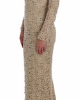 Dolce & Gabbana Beige Floral Lace Long Sleeve Maxi Dress