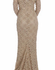 Dolce & Gabbana Beige Floral Lace Long Sleeve Maxi Dress