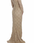 Dolce & Gabbana Beige Floral Lace Long Sleeve Maxi Dress