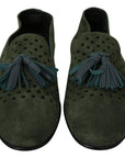 Dolce & Gabbana Elegant Green Suede Loafers for Men