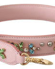 Dolce & Gabbana Stunning Pink Crystal Studded Leather Strap
