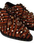 Dolce & Gabbana Tiger Pattern Crystal Embellished Flats
