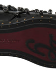 Dolce & Gabbana Elegant Black Crystal Leather Dress Shoes