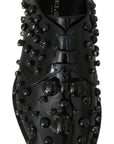 Dolce & Gabbana Elegant Black Crystal Leather Dress Shoes