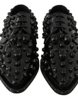Dolce & Gabbana Elegant Black Crystal Leather Dress Shoes