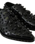 Dolce & Gabbana Elegant Black Crystal Leather Dress Shoes