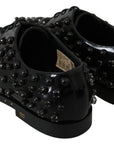 Dolce & Gabbana Elegant Black Crystal Leather Dress Shoes
