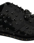 Dolce & Gabbana Elegant Black Crystal Leather Dress Shoes