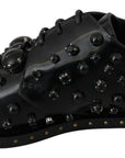 Dolce & Gabbana Elegant Black Crystal Leather Dress Shoes