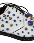Dolce & Gabbana Elegant White Leather Dress Shoes With Crystals