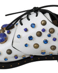 Dolce & Gabbana Elegant White Leather Dress Shoes With Crystals