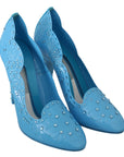 Dolce & Gabbana Crystal Embellished Blue Cinderella Pumps