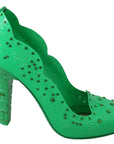 Dolce & Gabbana Enchanting Crystal Cinderella Pumps in Lush Green