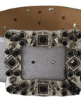 Dolce & Gabbana Stunning Silver Leather Crystal-Studded Belt