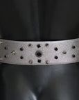 Dolce & Gabbana Stunning Silver Leather Crystal-Studded Belt