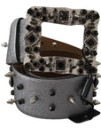 Dolce & Gabbana Stunning Silver Leather Crystal-Studded Belt