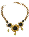 Dolce & Gabbana Elegant Gold Floral Crystal Statement Necklace