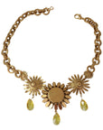 Dolce & Gabbana Elegant Gold Floral Crystal Statement Necklace