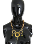 Dolce & Gabbana Elegant Gold Floral Crystal Statement Necklace