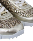 Jimmy Choo Antique Gold Glitter Leather Sneakers