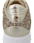 Jimmy Choo Antique Gold Glitter Leather Sneakers