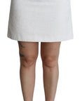 Dolce & Gabbana Elegant White Floral Brocade Mini Skirt