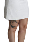 Dolce & Gabbana Elegant White Floral Brocade Mini Skirt