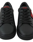 Dolce & Gabbana Elegant Leather Sneakers with Red Accents