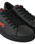 Dolce & Gabbana Elegant Leather Sneakers with Red Accents