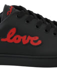 Dolce & Gabbana Elegant Leather Sneakers with Red Accents